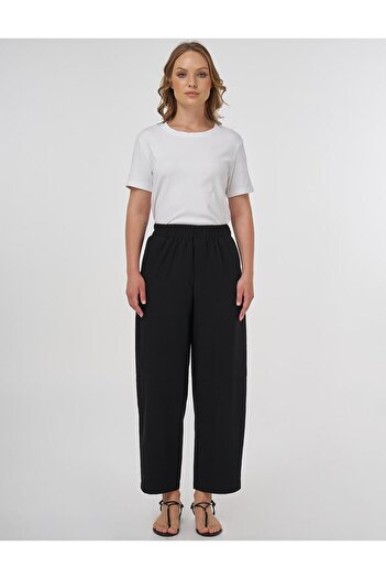 Kayra Relaxed Fit Viscose Trousers Black
