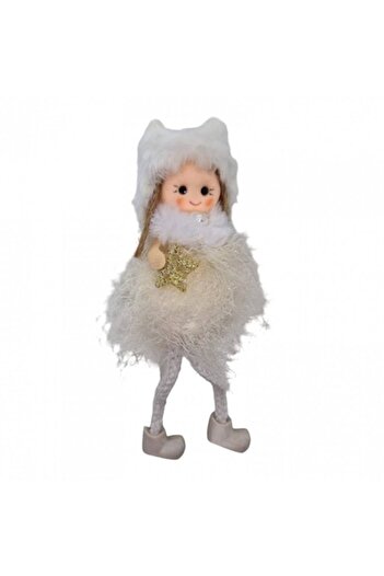 OEM Decorațiune pentru brad de Crăciun, fetiță elegantă, 16 cm, alb