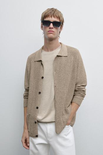 Massimo Dutti %100 pamuklu muline triko hırka