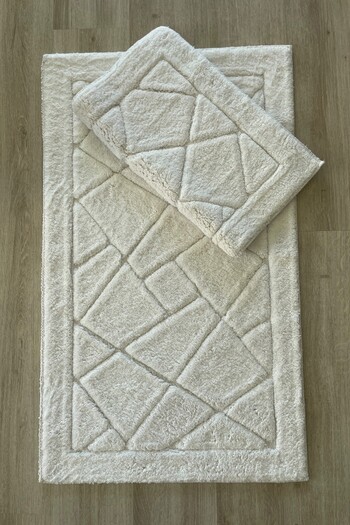 Thalia Home 100% Cotton Tufting Water Absorbent Soft Textured Bath Mat Set, Bathroom Carpet Set of 2 60X100 - 50X60