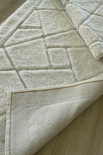 Thalia Home 100% Cotton Tufting Water Absorbent Soft Textured Bath Mat Set, Bathroom Carpet Set of 2 60X100 - 50X60