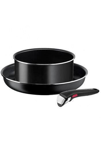 TEFAL Set vase Tefal Ingenio Easy Cook & Clean, 3 piese, 20-28 cm, aluminiu, negru