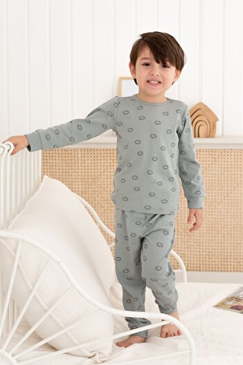 Lilabio 100% Cotton Patterned Boy's Pajama Set