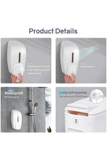 AKC 800ml Wall Mounted Manual Soap Dispenser – ABS Plastic Liquid Hand Soap Dispenser for Bathroom
