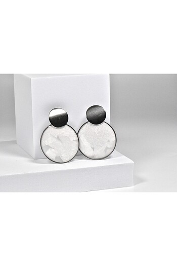 NARRU NARRU handmade earrings, round, pearl white and silver, Asha 12