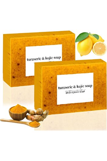 Bonjour Lemon Turmeric Kojic Soap, Natural Handmade Soaps, Bar Moisturizing & Soothing Gentle Clean