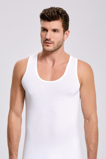 QKK Men's Lycra Bamboo White 3-Piece Undershirt Qi̇2K7L1K9K.3L