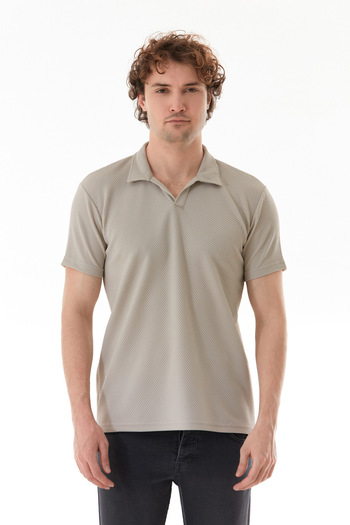 Fulla Moda Geometric Pattern Polo Neck T-Shirt