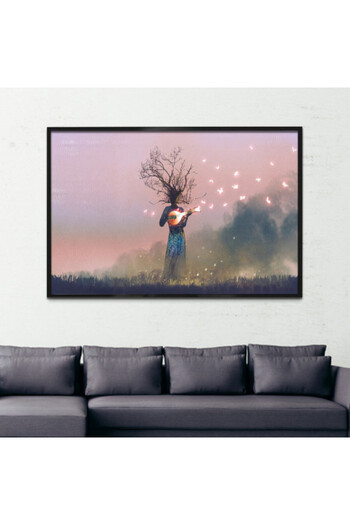 4gdran Modern Canvas Painting with Hollow Champagne Frame