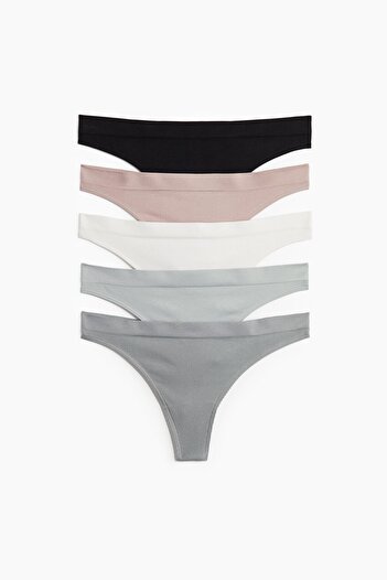 H&M 5'li Dikişsiz Thong Külot