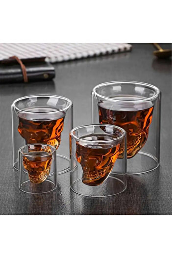 hediyeofisi Dry Head Design Double Layer Glass Cup 75 Mm