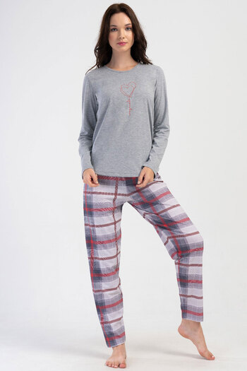 VİENETTA Women's Long Sleeve Pajama Set, 404057