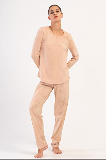 VİENETTA Women's Cotton Long Sleeve Pajama Set, 405082