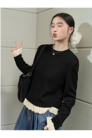 Gülce moda Soft Textured Crew Neck Knitwear Sweater