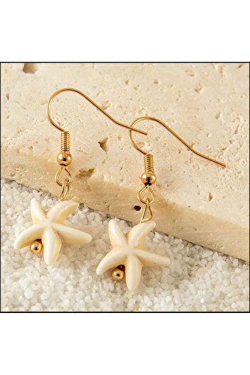 Stoneday Cream Tightening Stone Star Gold Dangle Summer Earrings