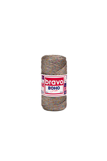 Bravo Νήματα μακραμέ από πολυεστέρα Boho Glitter 200 gr 270 μέτρα (Κωδικός χρώματος: 040M) Πολύχρωμο βιζόν