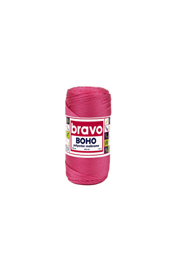 Bravo Νήματα μακραμέ από πολυεστέρα Boho 2 mm 200 gr 230 μέτρα Νο: 4 (Κωδικός χρώματος: 82) Φούξια