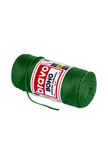 Bravo Νήματα μακραμέ από πολυεστέρα Boho 2 mm 200 gr 230 μέτρα Νο: 4 (Κωδικός χρώματος: 172) Πράσινο