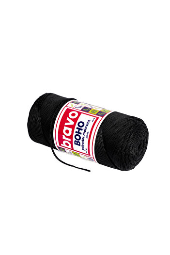 Bravo Νήματα μακραμέ από πολυεστέρα Boho 2 mm 200 gr 230 μέτρα Νο: 4 (Κωδικός χρώματος: 270) Μαύρο
