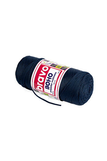 Bravo Νήματα μακραμέ από πολυεστέρα Boho 2 mm 200 gr 230 μέτρα Νο: 4 (Κωδικός χρώματος: 260) Ναυτικό μπλε