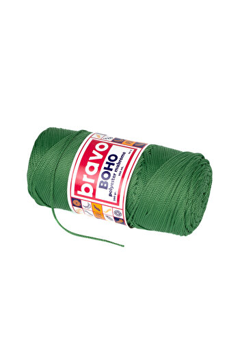 Bravo Νήματα μακραμέ από πολυεστέρα Boho 1, 5 mm 200 gr 300 μέτρα Νο: 3 (Κωδικός χρώματος: 172) Πράσινο