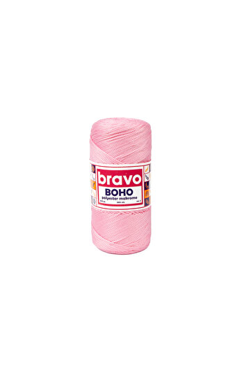 Bravo Νήματα μακραμέ από πολυεστέρα Boho 1, 5 mm 200 gr 300 μέτρα Νο: 3 (Κωδικός χρώματος: 74) Ροζ