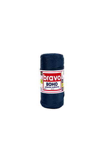 Bravo Νήματα μακραμέ από πολυεστέρα Boho 2 mm 200 gr 230 μέτρα Νο: 4 (Κωδικός χρώματος: 260) Ναυτικό μπλε