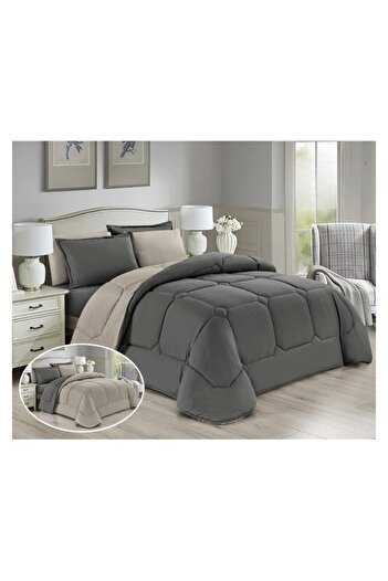 smart home Luxury summer bedspread, double-sided system, 6 pieces, double size (250 x 230 cm), 320 stitches, microfiber