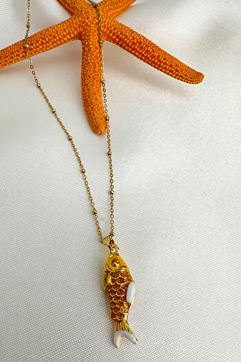 Modex Steel Ball Chain Enamel Fish Necklace (45cm)