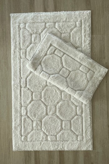 Thalia Home 100% Cotton Tufting Water Absorbent Soft Textured Bath Mat Set, Bathroom Carpet Set of 2 60X100 - 50X60