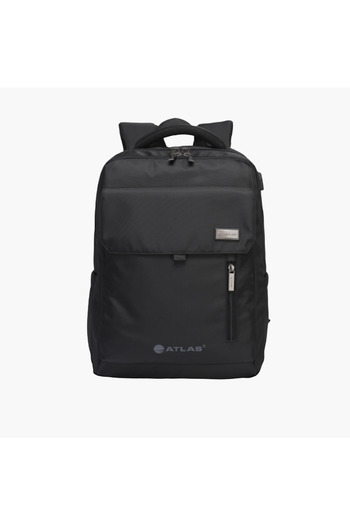 Atlas Solid Backpack with Adjustable Straps and Zip Closure - 28x10x45 cms