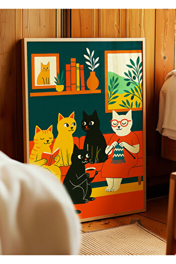 ARTHOUSECOLLECTIVE Cat Poster - Family Poster with Colorful Cat - Unframed Poster