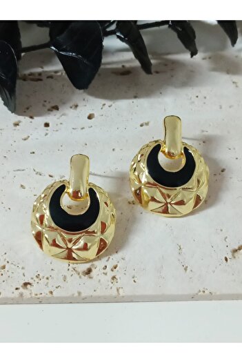 mos&more Black Enamel Stylish Women's Earrings