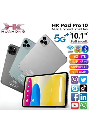 NOMTEKNO Hk Pad Pro 10 Tablet 10.1i̇nç 4gbram 32gb Depolama 1tb Yükseltilebilir 5g Android 8000mah