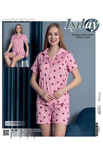 GLİSA IŞILAY Strawberry Short Sleeve Shorts Set