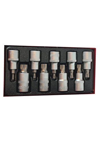 Globalport Retail 9-Piece Spline Wrench Set, 1/2", CR-V Steel, M4–M16