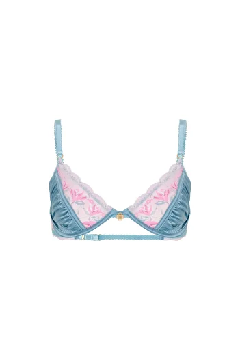Feu De Elu Blume Turquoise Satin Lace Detailed Balconette
