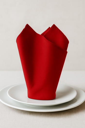 MEKİK BUTİK 6 Red Velvet Textured Fabric Napkins - Napkin with Overlock - Organization Napkin - 35X35