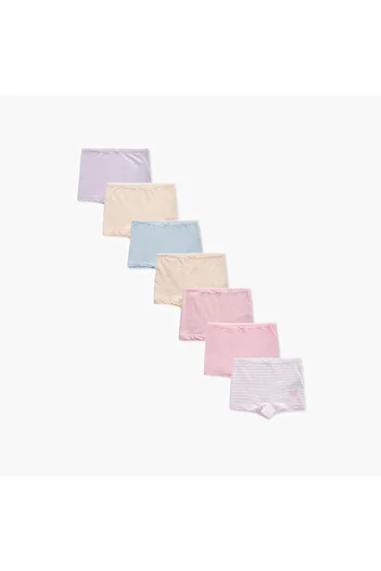 Juniors Assorted Boxer Briefs with Elasticated Waistband and Bow Detail - Set of 7