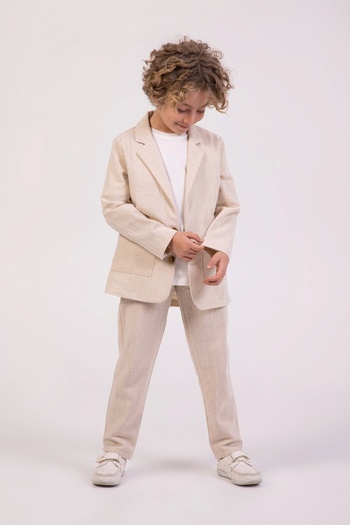 DMB BOYS & GIRLS Boy's Linen Blended 3-Piece Suit