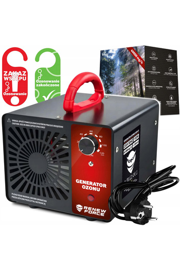 Renew Force Force Ozone Generator, 60,000 mg/h, 120min timer, 155W, Red