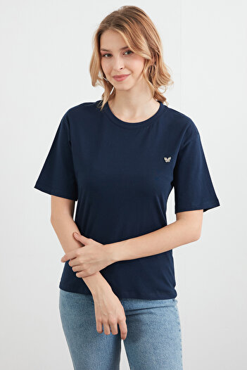 Fulla Moda Crew Neck T-Shirt with Butterfly Accessories