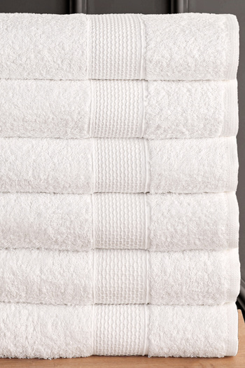 Güvenal Blanc Set of 6 50X90Cm Hand Face & Hair Towels |   Towel |   Hand Towel |   Bath Towel I Dowry Towel