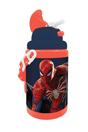 TSUMAB Marvel Spider-Man Kids Water Bottle – 460ml – With Flip Straw Lid & Carry Strap