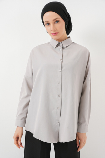 Bigdart 103901 Oversize Basic Hijab Shirt - A.Grey