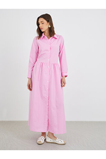 Take Two By Styli Checked Print Buttoned A-Line Maxi Dress
