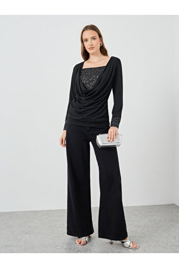 Take Two By Styli Sequin Embellished Long Sleeve Top