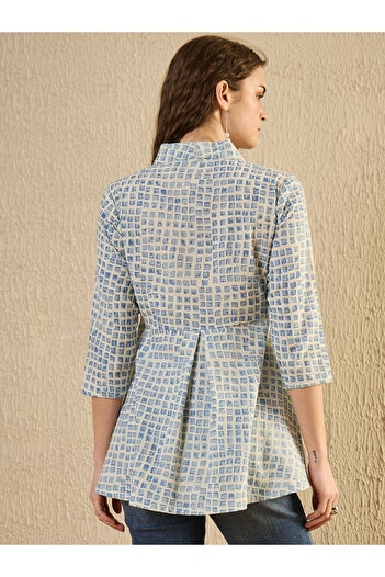 Sanskrutihomes By Styli Checked Print Pleated Top