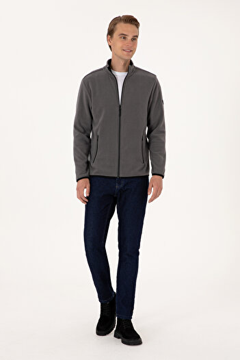 U.S. Polo Assn. Erkek Regular Fit Gri Polar Örme Hırka 50313779-VR024