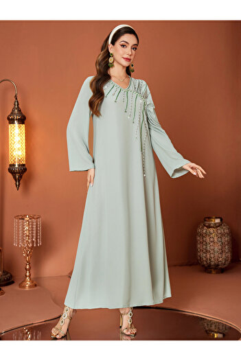 Take Two By Styli Embellished Long Sleeve V-Neck A-Line Jalabiya